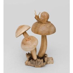 Decor and Gift / Wooden figurine "Snail on a mushroom" 19 cm