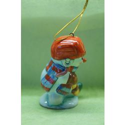 Ярославская майолика / Christmas toy "Snowman. Hockey player"