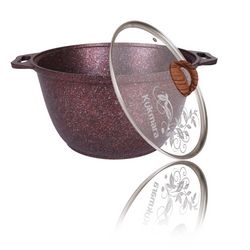Casserole 4L with glass lid "Granit ultra" (Red) Kukmara