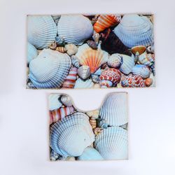 Доляна / Doliana / Set Bade- und Toilettenmatten "Muscheln", 2 Stück: 40 × 45, 45 × 75 cm