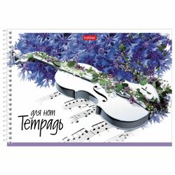 HATBER / Caderno para partituras A5, 24 folhas, espiral, capa de papelão, horizontal, "Música das flores" / 20 unid.