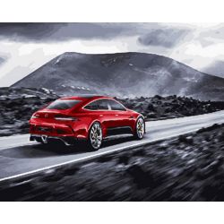 Опт-картина / Numaralara göre boyama 40x50 Kırmızı Mercedes