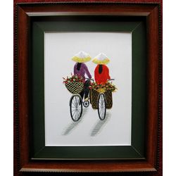Embroidered picture "Cyclists"