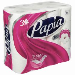 PAPIA / Toilet paper, 3-ply (32x16.8 m), white, 32 pcs.