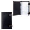 FABULA / Three-row business card holder "Kansas" for 120 business cards, genuine leather, stitching, 2 buttons, black