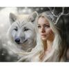 Опт-картина / Pittura con i numeri 40x50 Ragazza e lupa