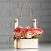 Дарим Красиво / Macetero de madera 15 × 12 × 25 cm "Calado", rectangular, asa de cuerda, natural