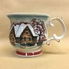 Веселый фарфор / Cheerful porcelain / Porcelain cup "Winter Village", author Ogorodnikova O.