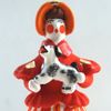 Дымковская глиняная игрушка / Figurine "Lady with a dog in a red jacket"
