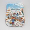 Ярославская майолика / Wall panel "Village first snow. Small with a woman"