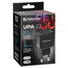 DEFENDER / Charger mains (220 V) UPA-22, 2 USB ports, output current 2.1 A, black
