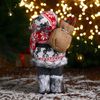 Зимнее волшебство / Doll "Santa Claus in a white-red fur coat with a strap, with skis"