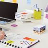 BRAUBERG / Self-adhesive block (sticker), 76x76 mm, 400 sheets, white, container design, on a wooden stand