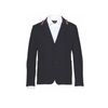 Jacket knitted in black with decorative elements on the two buttons for a boy