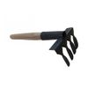 4-prong rake twisted with wooden handle