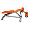 Universal bench with reverse tilt and bolsters