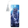 Bookmark for books 3D, BRAUBERG, three-dimensional, "White tiger" with a decorative lace tie