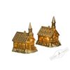 Holiday Classics / Set of Christmas decorations "House with a golden turret with lighting", 6 pcs