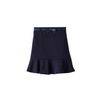 Skirt straight with flounce hem and decorative belt Navy blue for girls
