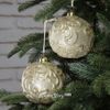 Kaemingk / Juego de bolas de Navidad vintage Montfreville 10 cm oliva, 2 piezas, vidrio