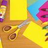 Scissors INLANDIA kite, 125 mm, for left-handed, rubber coating, yellow-purple, Euro slot
