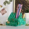 Сималенд / Organizer for stationery concrete "Marble green-gold"