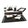 GALANT table set marble, 10 pieces, green marble/finish mahogany