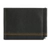Clip FABULA "Brooklyn", genuine leather, contrast stitching, 86х126 mm, black
