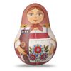 Шугозерская роспись / Неваляшка малая с музыкальным механизмом «Яркое цветение» с прялкой ручная роспись