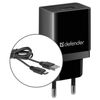 DEFENDER / Charger mains (220 V) UPC-11, microUSB cable 1 m, output current 2.1 A, black