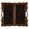 GamesDealer / Backgammon leather "Flower" small in a diplomat (Russia, wood, 40x20x5 cm)