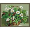 Опт-картина / Diamond mosaic 40x50, round rhinestones Chamomile and strawberry