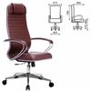 МЕТТА / Office chair "K-6" chrome, leather, soft seat and back, dark brown