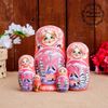 Nesting doll "Winter" 5 dolls pink shawl