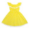 Yellow dress with polka dots.
    