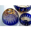 Гусевской Хрустальный завод / Crystal vase for sweets "Serenade" blue with amber graphics