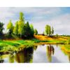 Опт-картина / Cuadro por números 40x50 Pueblo junto al lago