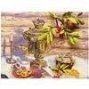 A set of creative mosaic of sequins on canvas "At the samovar" 30x40 cm