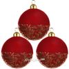 Kaemingk / Set of glass balls Flora de Ville 8 cm red, 3 pieces