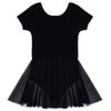 Short sleeve swimsuit with mesh skirt