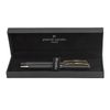 A set of Pierre Cardin fountain pen + Rollerball pen case, black, brass, blue