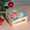 Дарим Красиво / Presenting Beautifully / Gift box rack "Christmas tree branch", 20x20x9 cm, with a lid, print