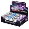 Sharpener BRAUBERG "Space", with container-2 holes, rubber stops, cardboard display, assorted