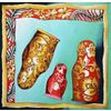 Silk handkerchief handmade "Matreshka"