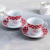 Доляна / Doliana / Tea set "Peas", 4 items: 2 cups 210 ml, 2 saucers, red