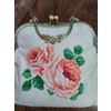 Borsa a mano da donna beige "Roses" in cotone