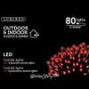Kaemingk / Dây tóc vòng hoa LED Thể tích 80 đèn LED đỏ 6 m, PVC đen, bộ điều khiển, IP44