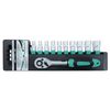 Set of end heads 3/8", 11 items, STELS, heads 7-22 mm, ratchet key, plastic furniture