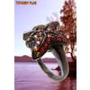 Anillo con zafiros coloreados de plata 925 con rodio negro y dorado.