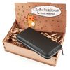 Gift set "happy birthday..." clutch zipper large + box wood